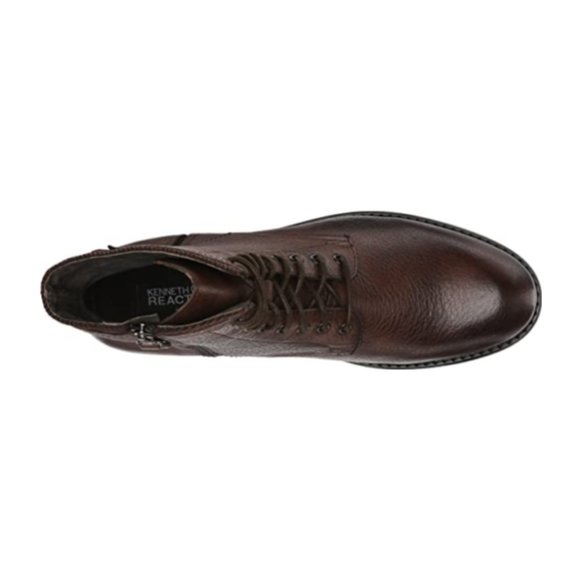 NEW Kenneth Cole Reaction Men Select Brown Leather Zipper Lace Up Ankle Boot - Picture 6 of 7